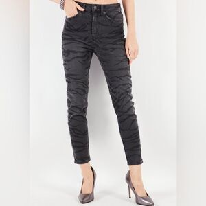 The Kooples Jeans Size 27 Black on Black Zebra Print Lizy Slim Denim